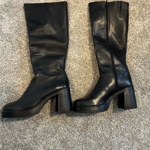 Steve Madden - Black Knee-High Platform Block Heel Boots - never worn